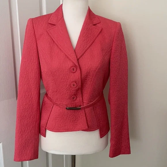 Vintage Ann Klein pink textured skirt set